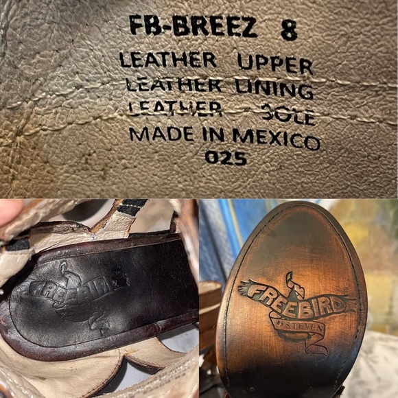 Freebird Breez Strappy Leather Gladiator Sandal Heels Brown Multi 8 EUC - Picture 5 of 8